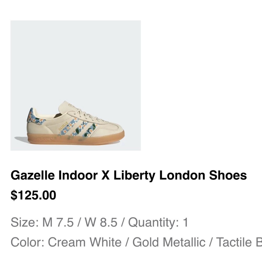 adidas Gazelle Indoor x Liberty London — Cream with Floral Accents